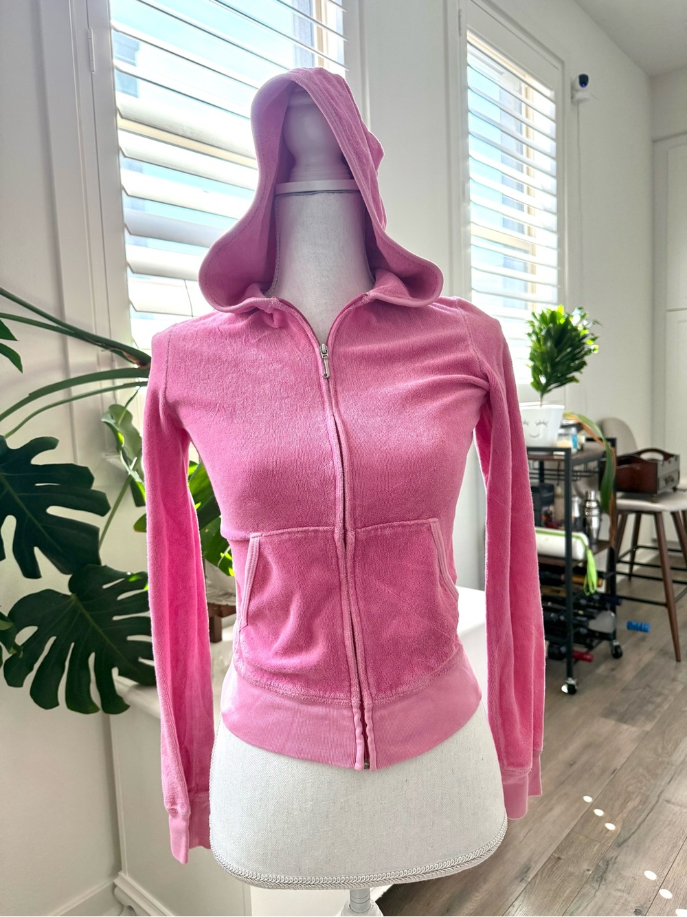 Women's Pink Hooded Zip-Up Jacket & matching pants in Terry fabric